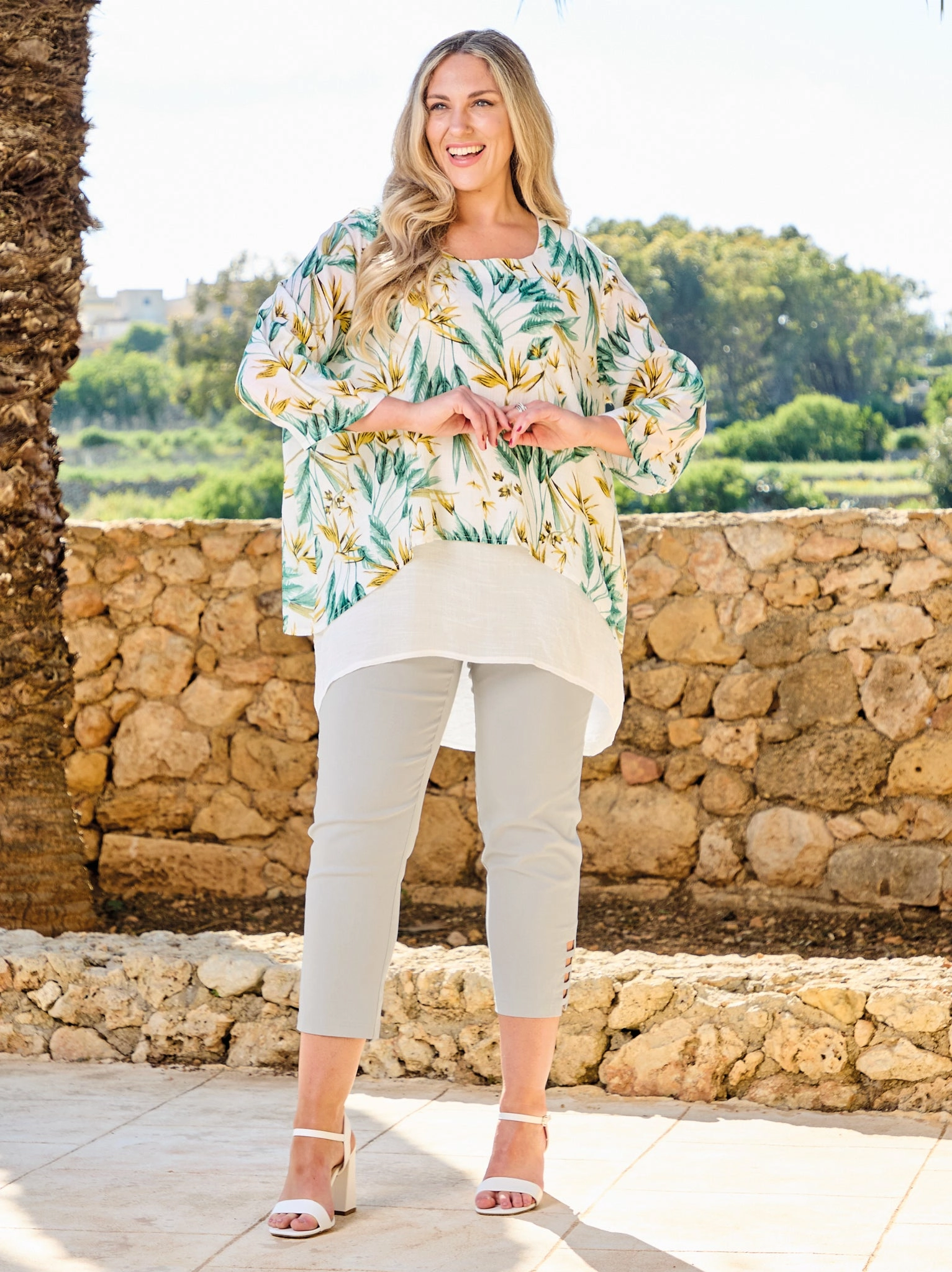 Bold Design UVProtective Coating Tamara Crinkle Top - Multi Leaf