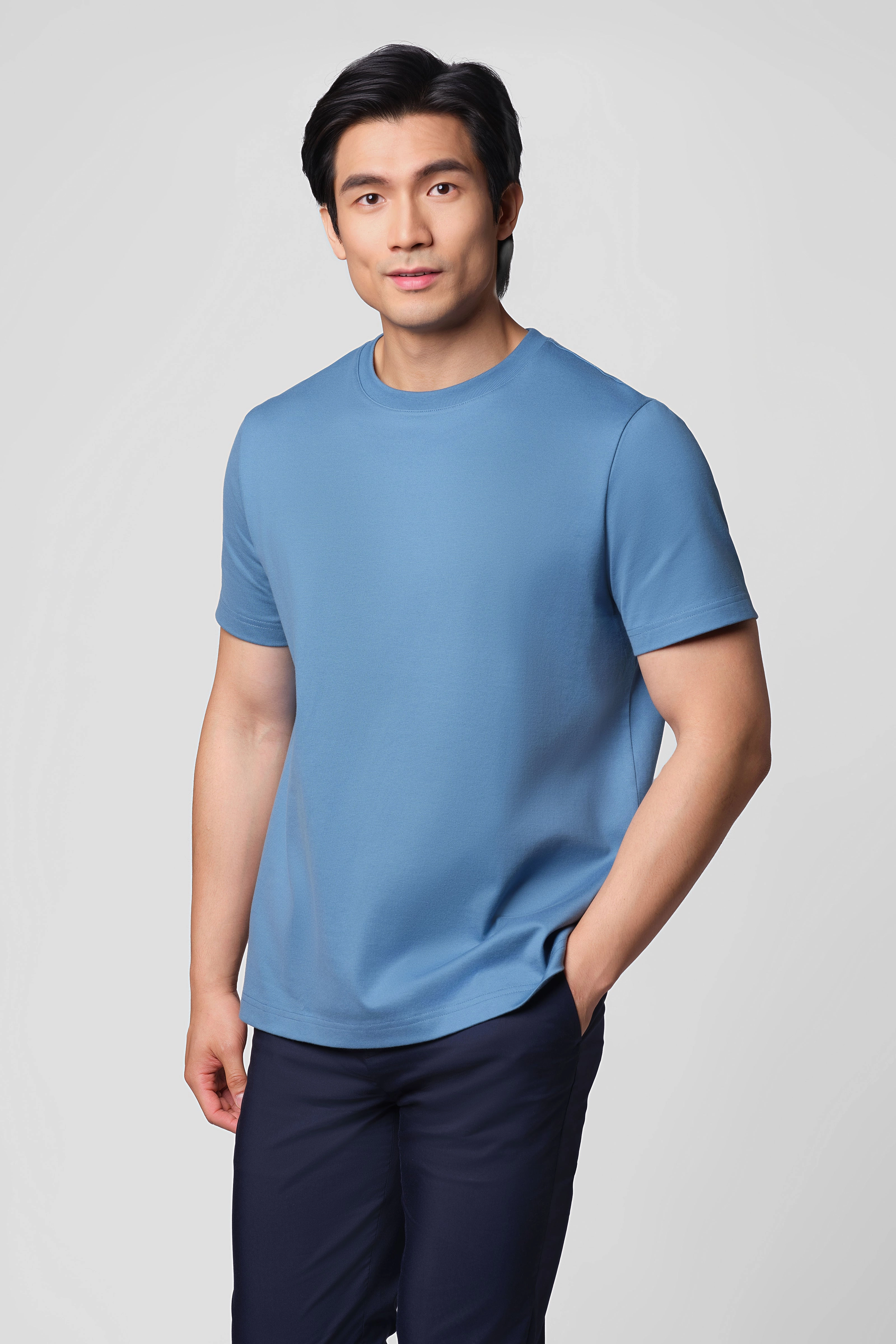 Comfy Layer Wear Stylish and Cozy ??Frozen in Tones?? Waterless Dye Crew Neck T-Shirt | Arctic Sky BL9035