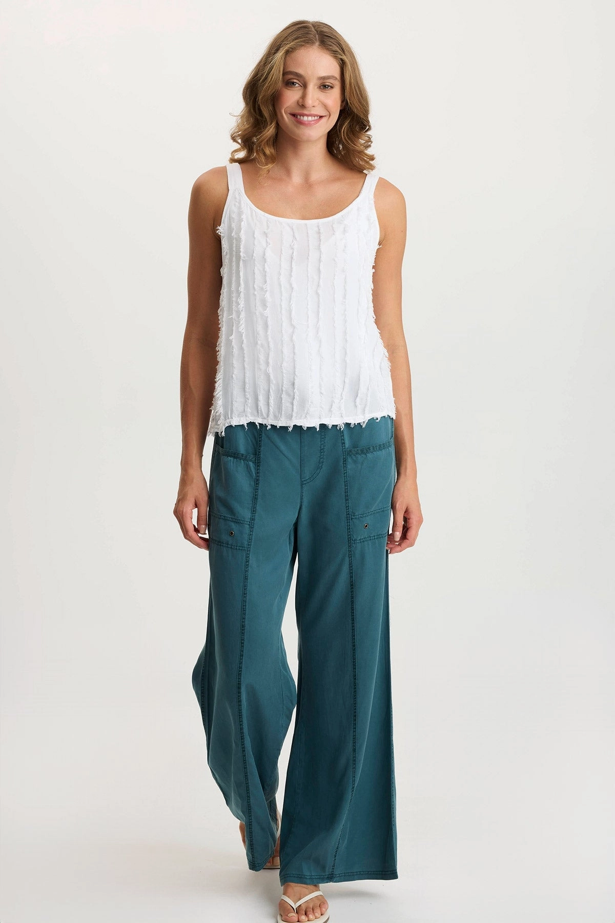 Breathable Comfort UltraSoftLining Tarla Twill Dropped Pocket Wide Leg Pant
