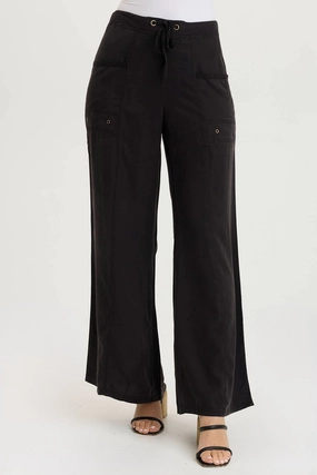 Decorative stitching Tarla Twill Dropped Pocket Wide Leg Pant