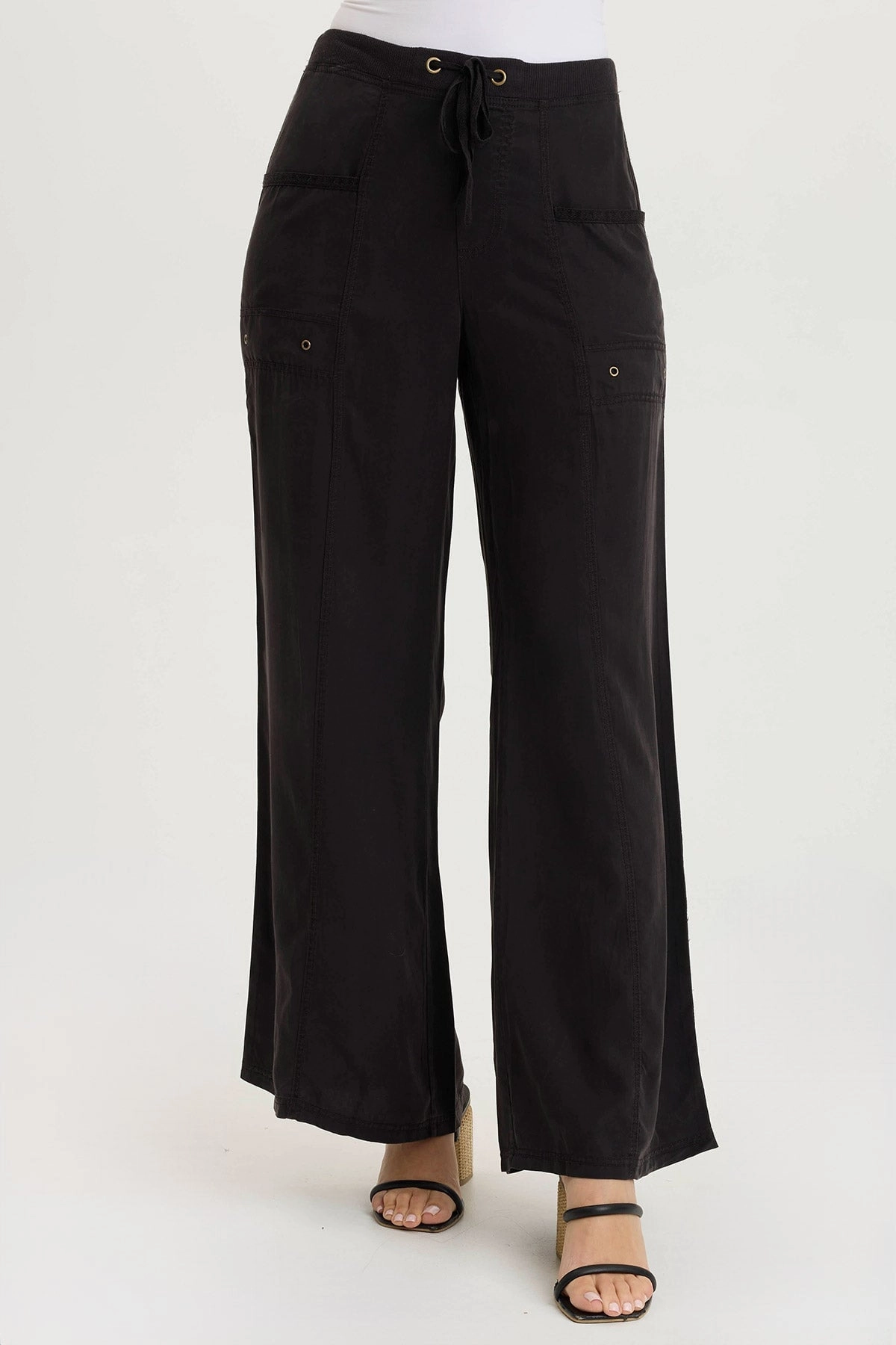 Decorative stitching Tarla Twill Dropped Pocket Wide Leg Pant