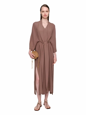 Oversized-Fit Bold Patterns Taupe Chalayan Viscose Dress