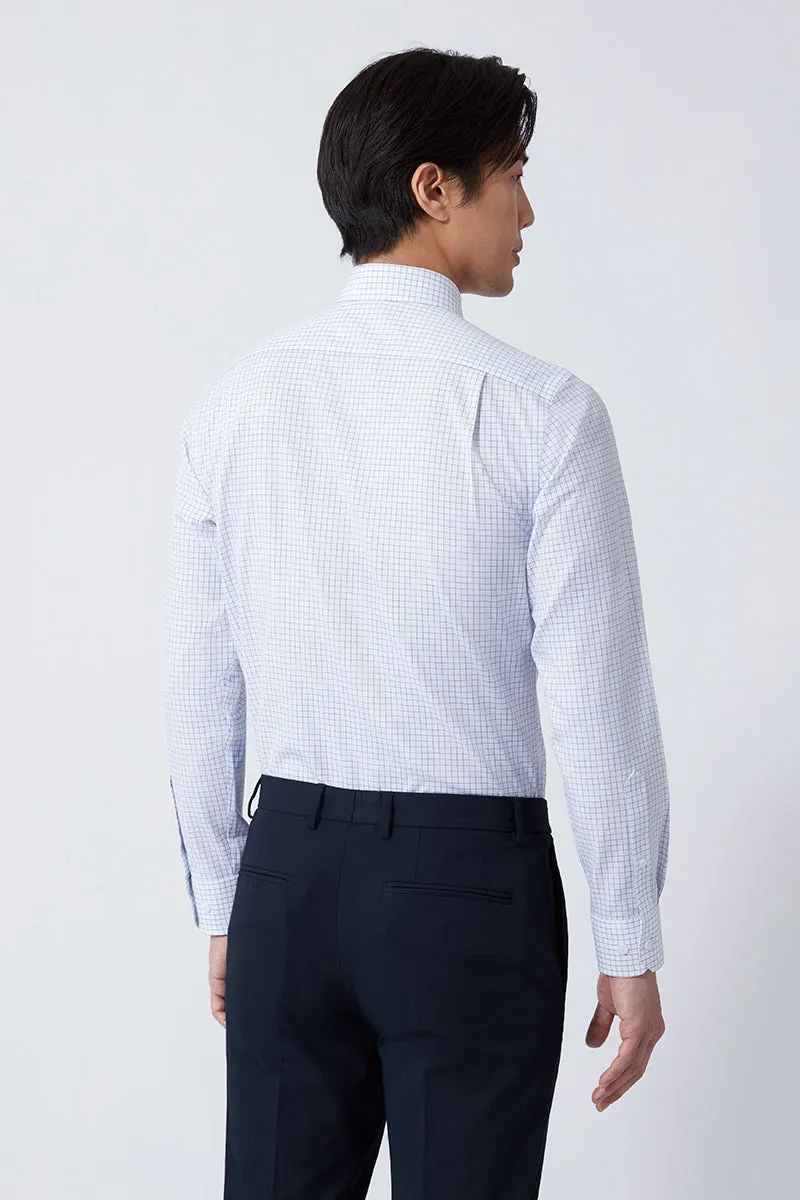 Wrinkle-Free Poplin Dress Shirt | Blue Check 16787N Ombre look Bold Statement
