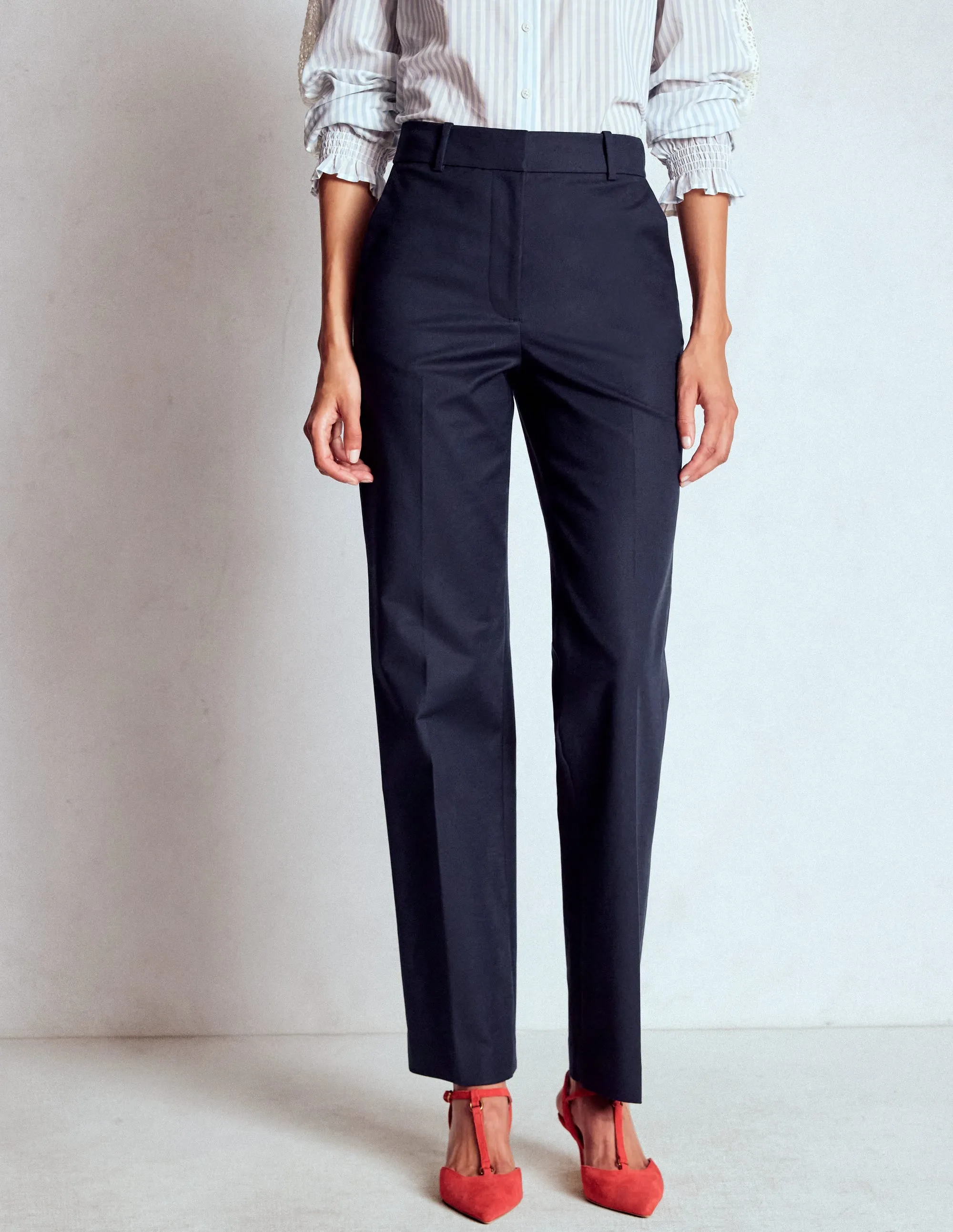 Breathable mesh design Full Length Canonbury Trousers-Navy