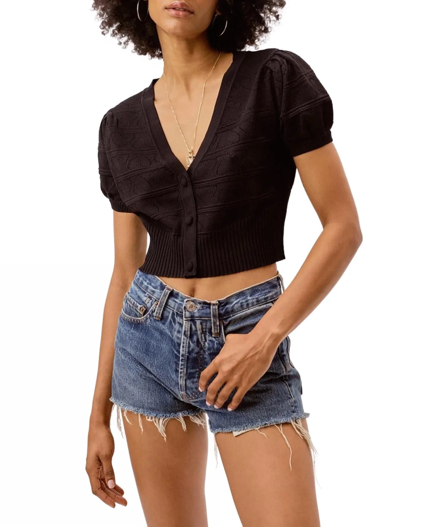 Neve Crop Cardigan In Black Trendy Layer Winter Ready Layer