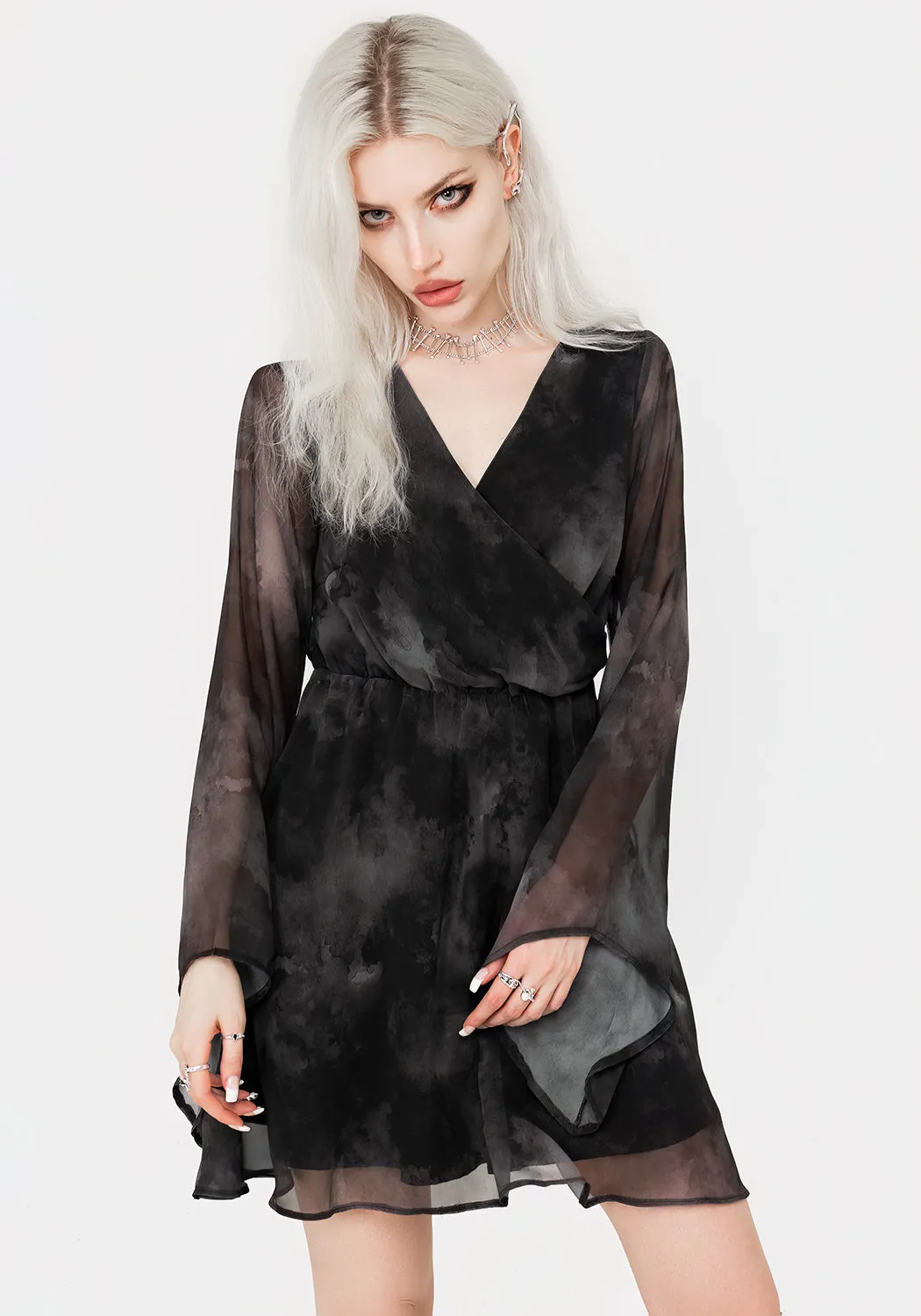 Tempest Flared Sleeve Mini Dress Tulle Air