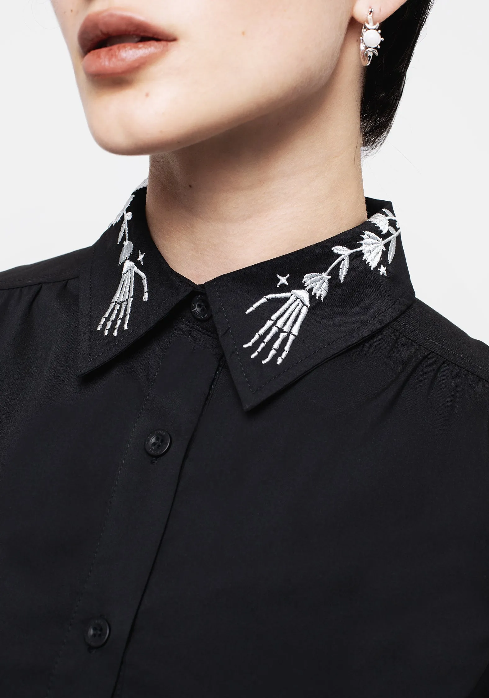Tempora Embroidered Midi Shirt Dress Mixed Fabric