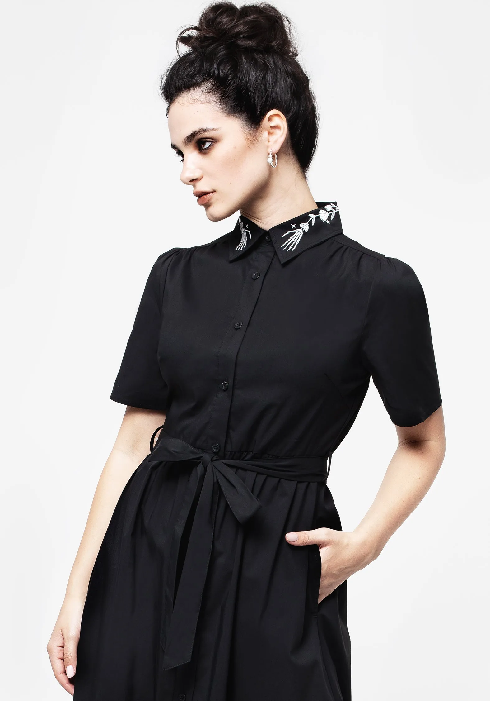 Tempora Embroidered Midi Shirt Dress Light Flow