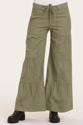 Basic Stretch Relaxed Look Terraced Wide Leg Pant