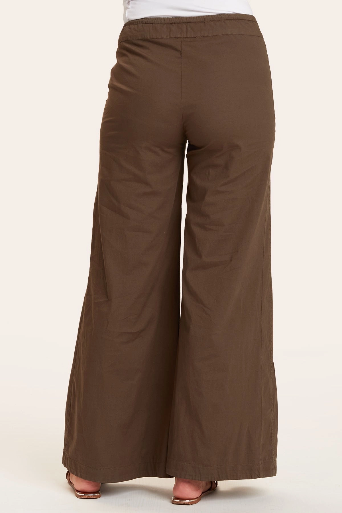 Seamless Waist Technology Trendy Cut Terraced Wide Leg Pant