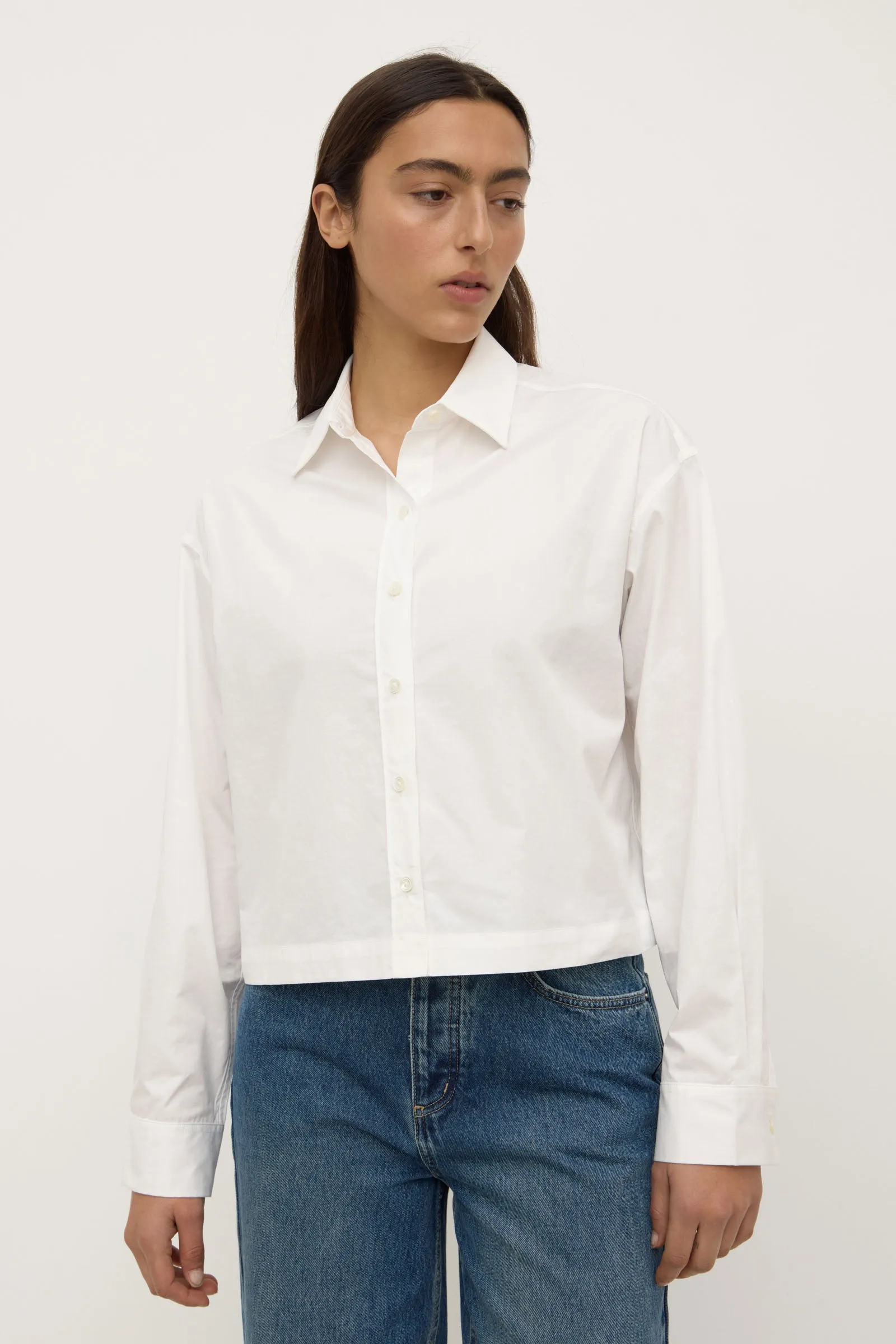 Tessa Poplin Cropped Shirt Breathable Lining Anti Pilling Finish