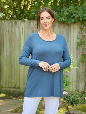 Durable Color Retention FadeResistant Finish Tessa Jersey Top - Denim Blue