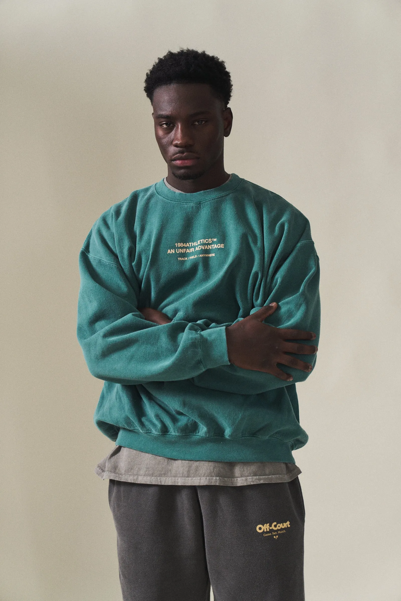 Vice 84 'Athletics' Vintage Washed Sweater - Emerald Green Breathable wear