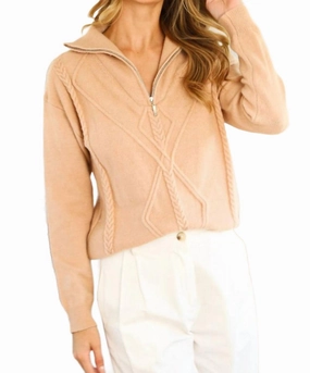 Textured Half Zip Sweater In Camel Modern Knitwear Knitwear Design