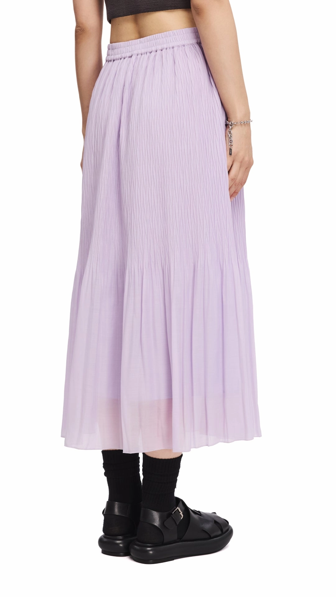 Stretchable Waist Outdoor Gathering Textured Skirt