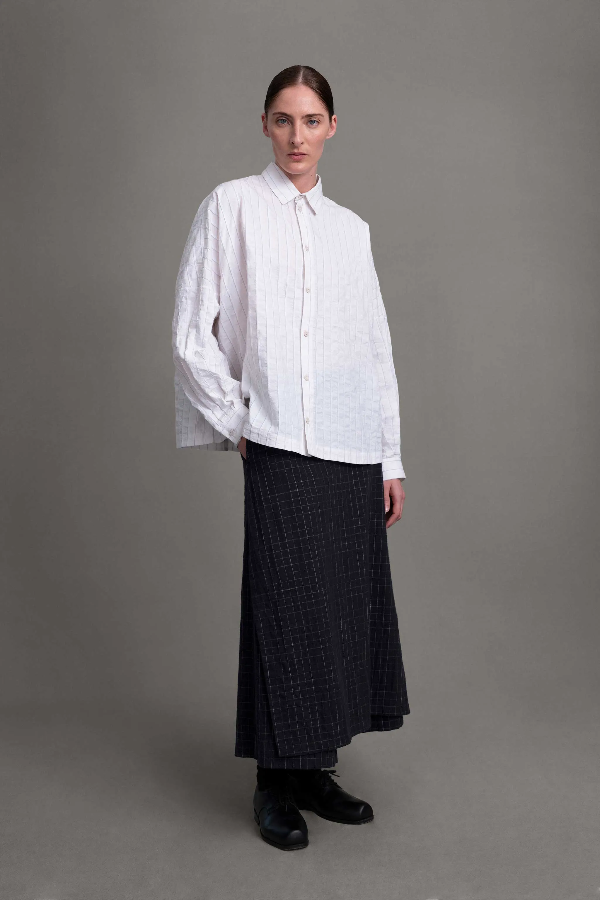Trendy Outfit Regular Fit THE FARRIER SHIRT / RAISED STRIPE CHALK