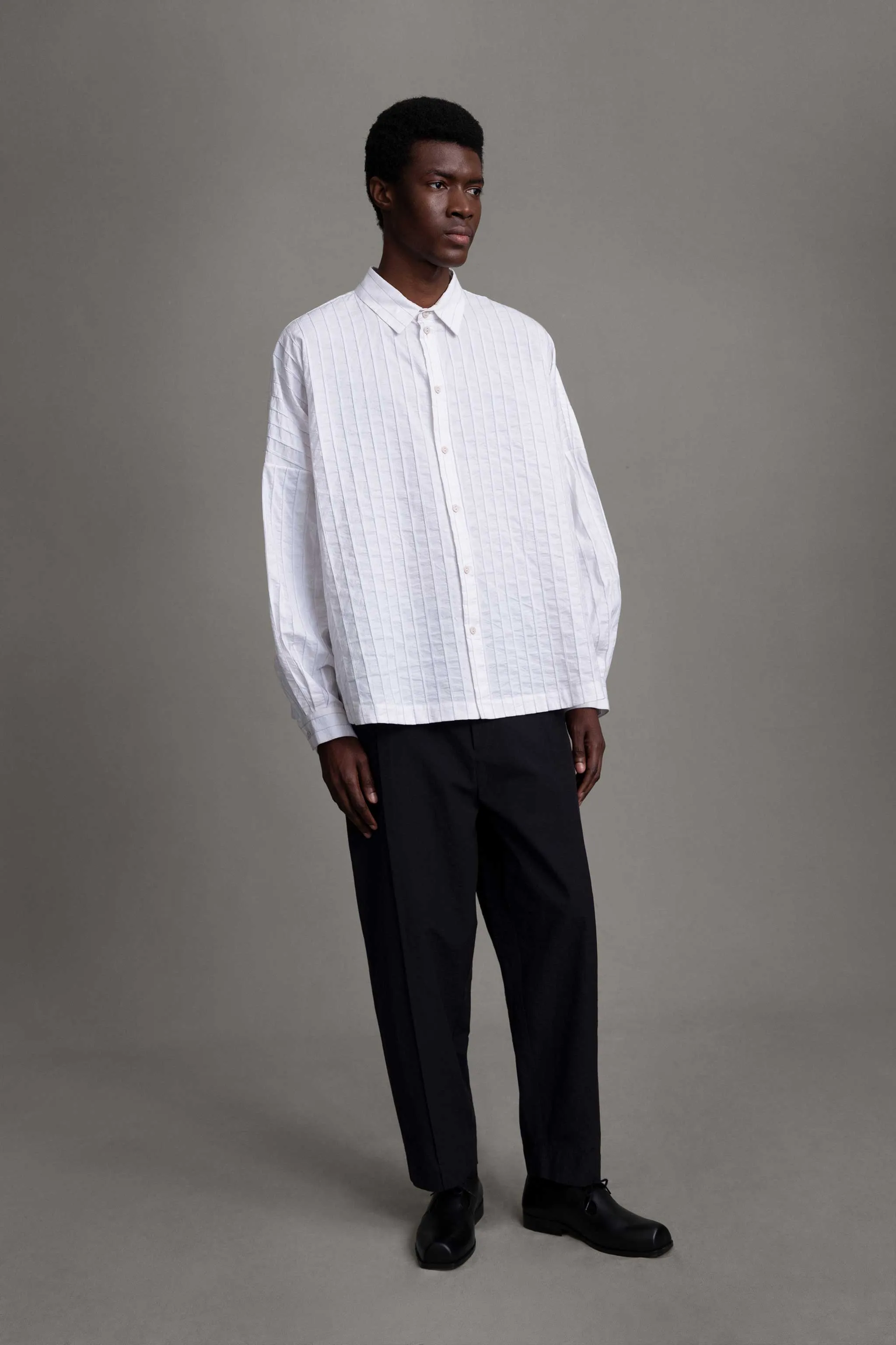 Breathable back panel THE FARRIER SHIRT / RAISED STRIPE CHALK