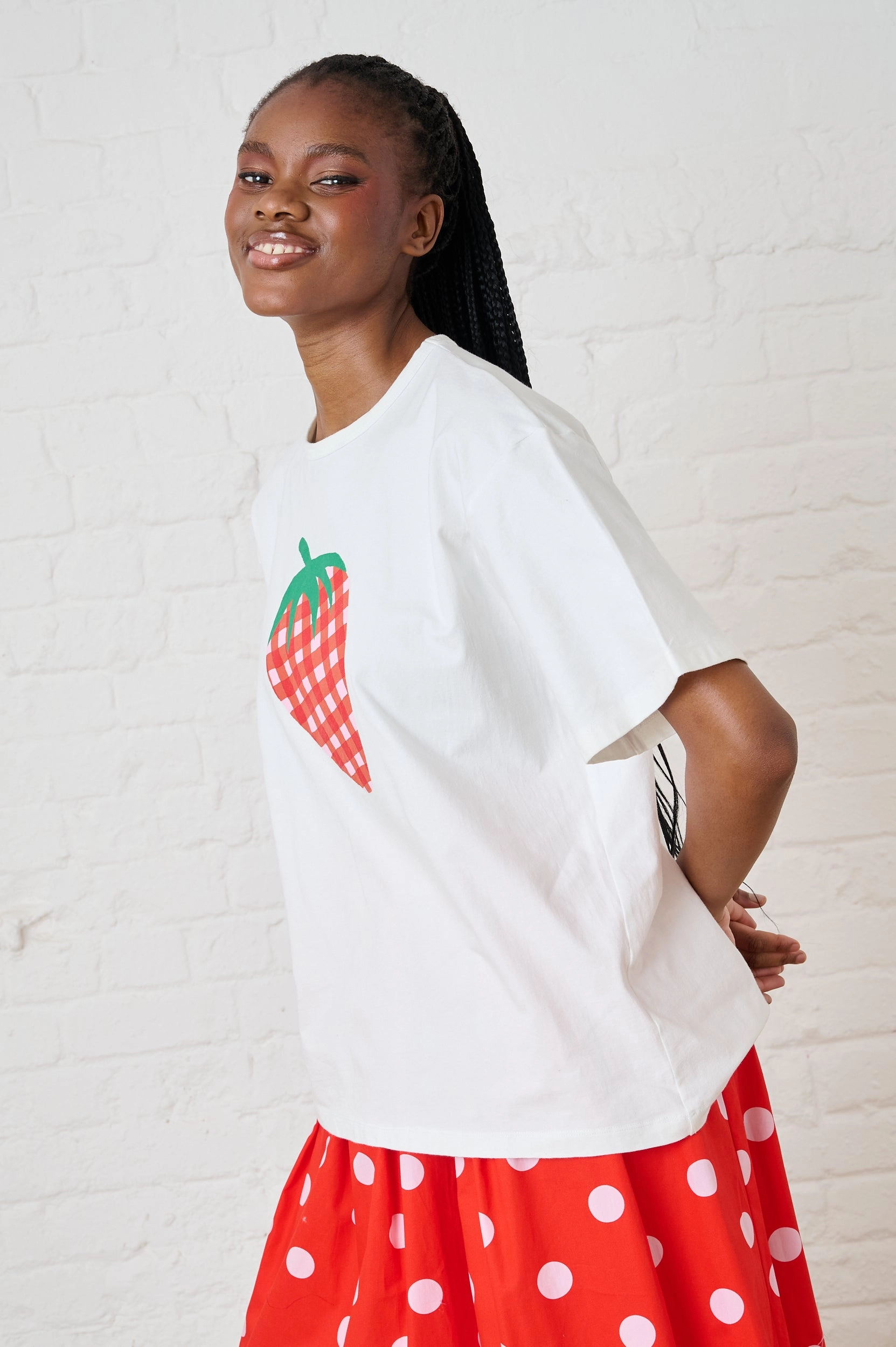 The Boxy Tee with Strawberry Print Casual Tank