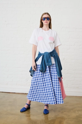 The Oversized Tee with Sequin Shells Ventilated Mesh Panels GarmentWashed Softness