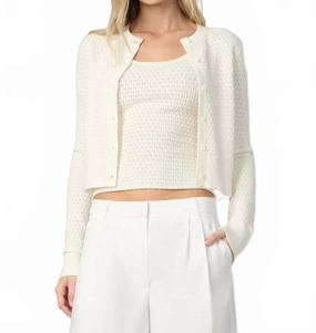 Warm & Soft The Pointelle Dani Cardigan In Milk