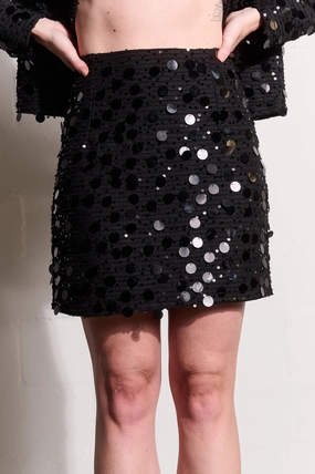 The Sequin Mini Skirt in Black Comfy Wear