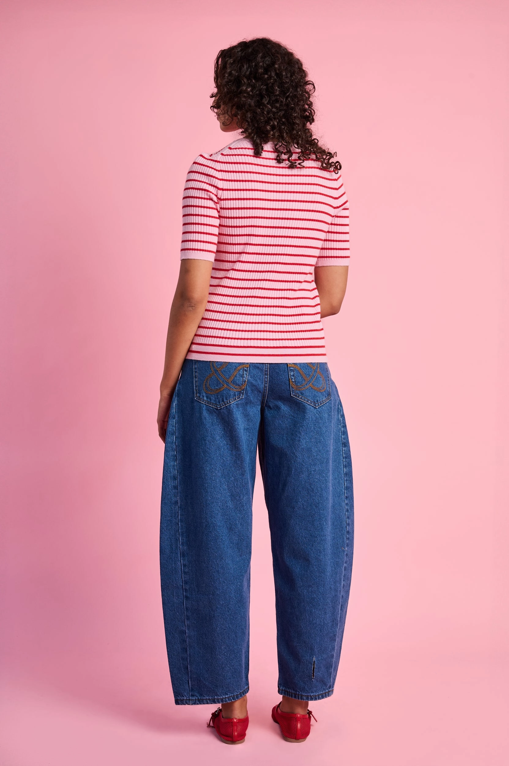 Soft Touch The Stripe Knitwear Basic in Red and Pink