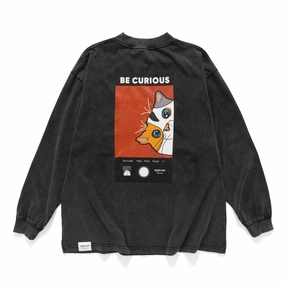 mix and match Stylish and Cozy (ZT1558) Curious Cat Graphic Long Sleeve Tee