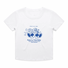 Other Side Store 'Pasta La Vista' Baby Tee - White Stylish Fit