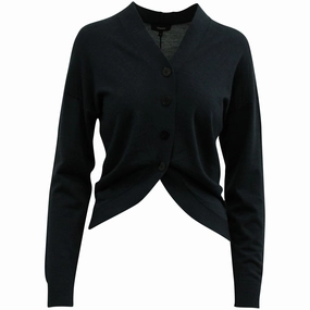 Comfy Trend Theory Buttoned Cardigan in Navy Blue Merino Wool