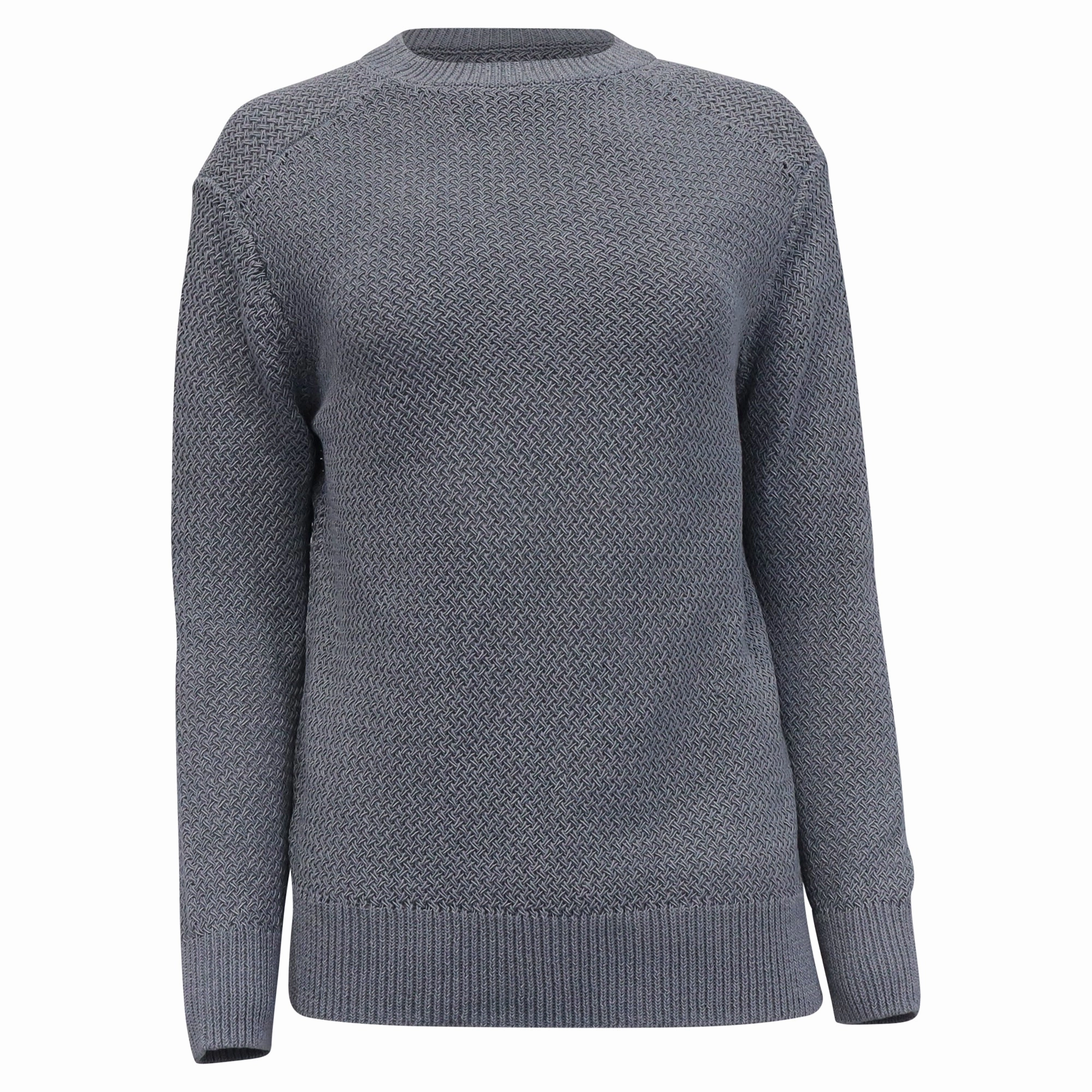 Theory Long-Sleeve Crewneck Sweater in Grey Cotton Casual Wear