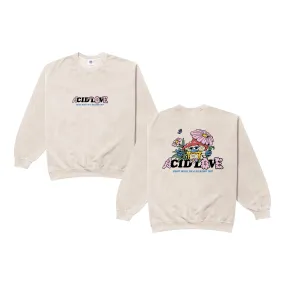 Snuggly Knitwear Acid Love 'Mushroom' Vintage Washed Sweater - Cream