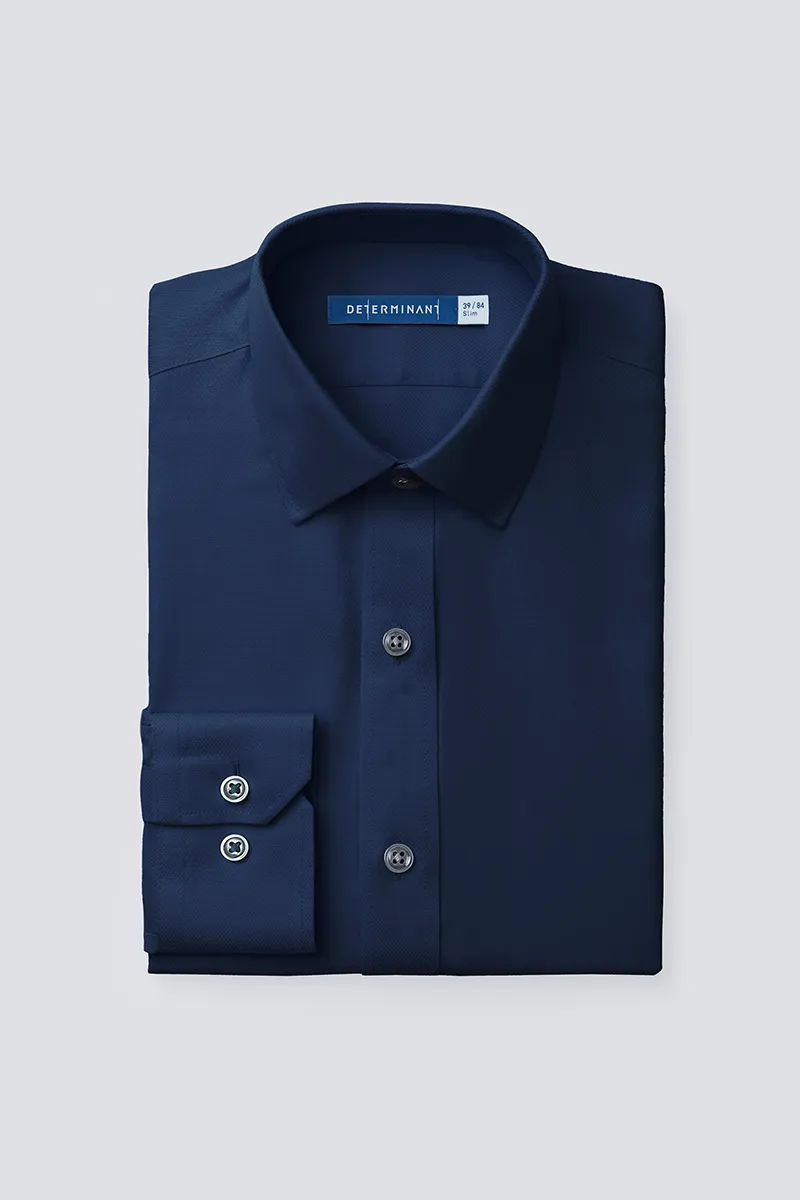VISDRY? Dobby Dress Shirt | Navy NYE063 Classic Color