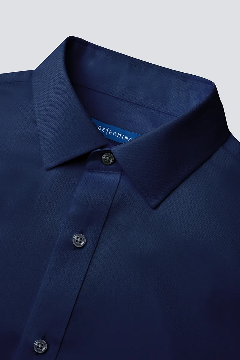 Earthy Hue VISDRY? Dobby Dress Shirt | Navy NYE063