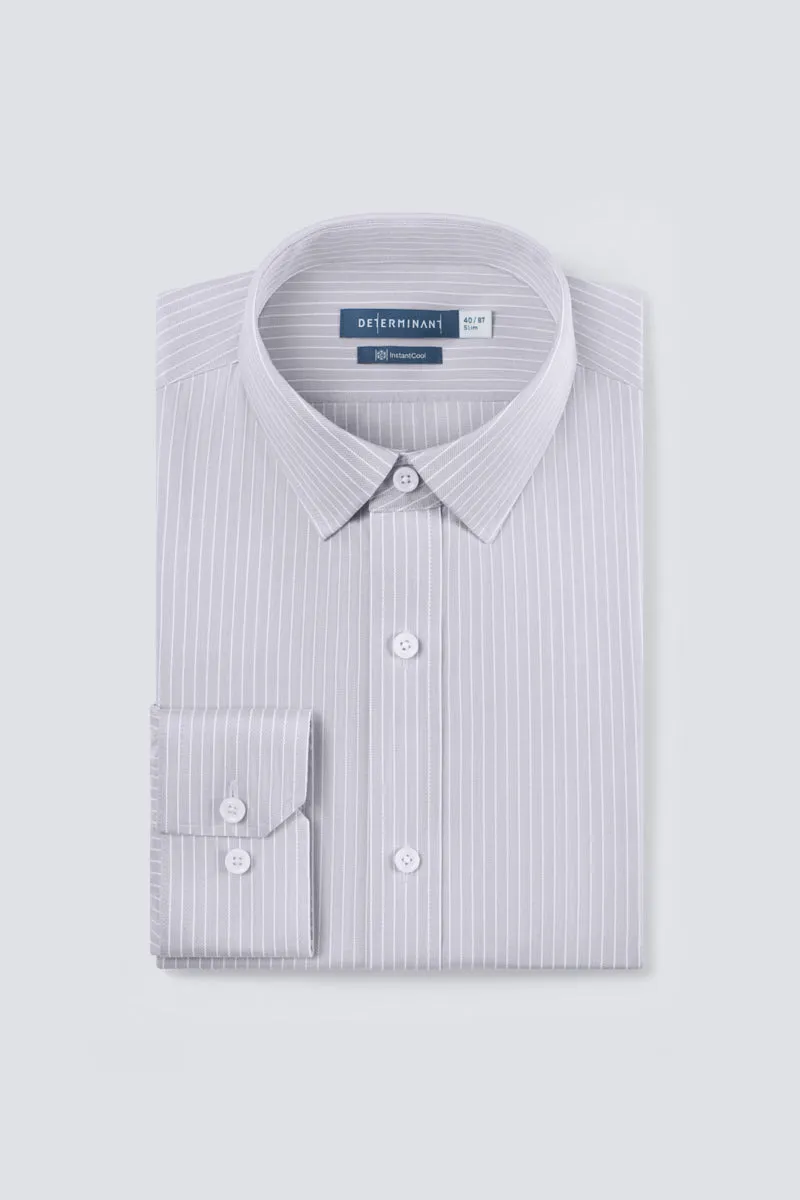InstantCool Dobby Dress Shirt | Grey Stripes 19390N Premium Feel Handcrafted Detail
