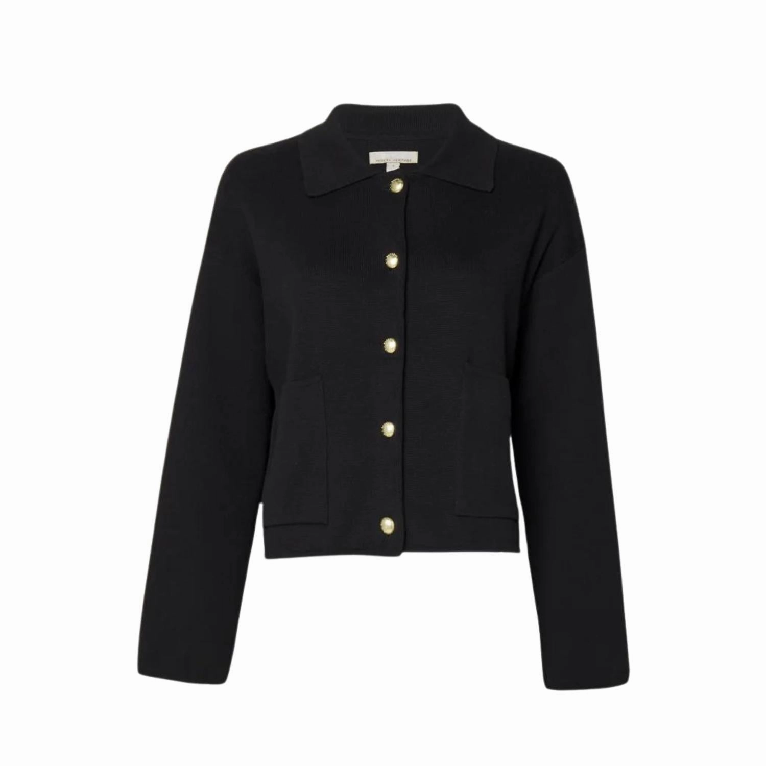 Cozy Design Premium Cotton Blend Noelle Knitted Cardigan In Black
