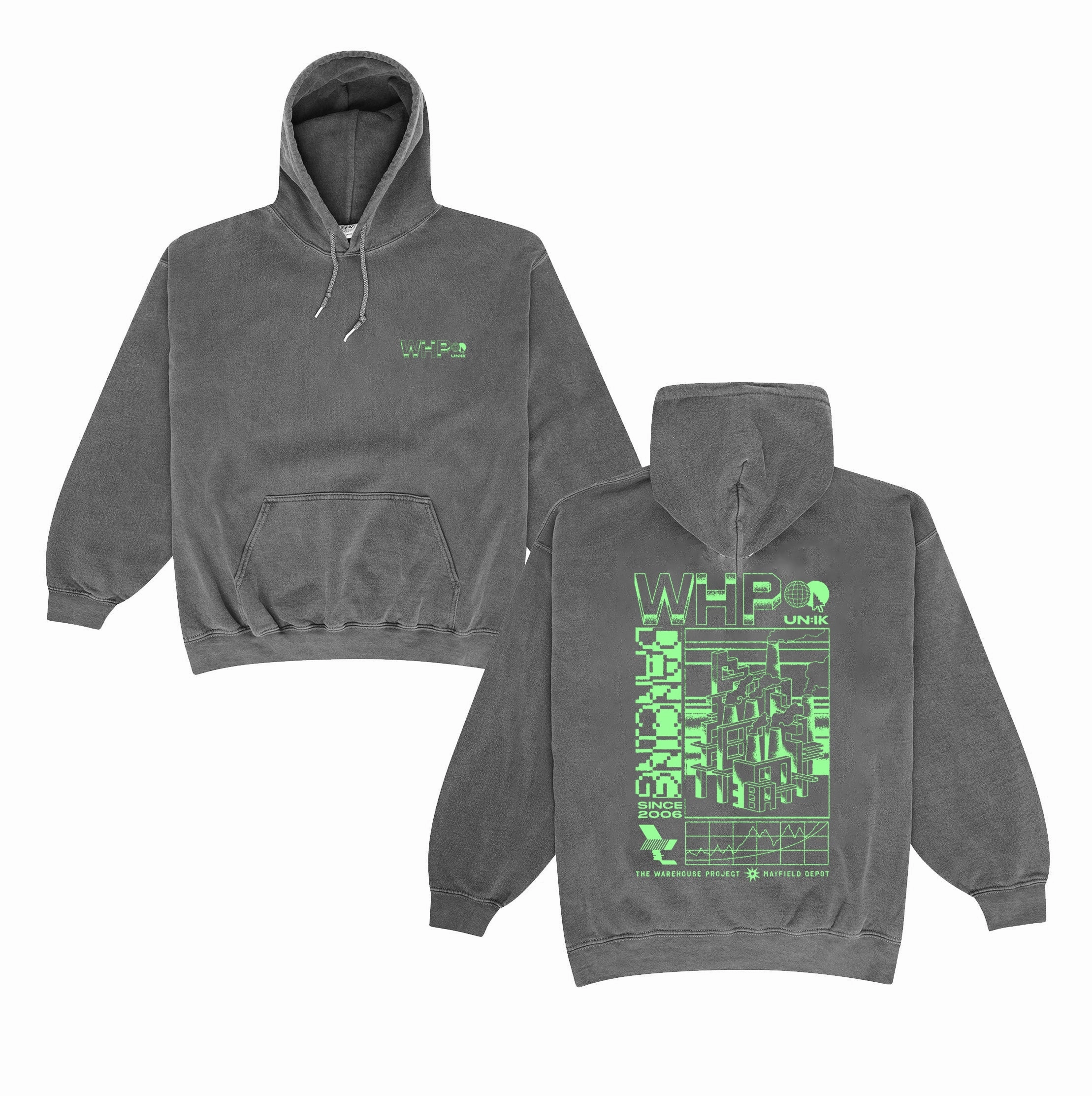 WHP x UN:IK 'Since 2006' Vintage Washed Hoodie - Black Matte Finish French Terry Cloth