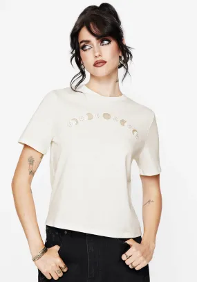 Structured Shoulder MultiFunctionalDesign Griffinfly Cotton Embroidered Jersey Cropped T-Shirt