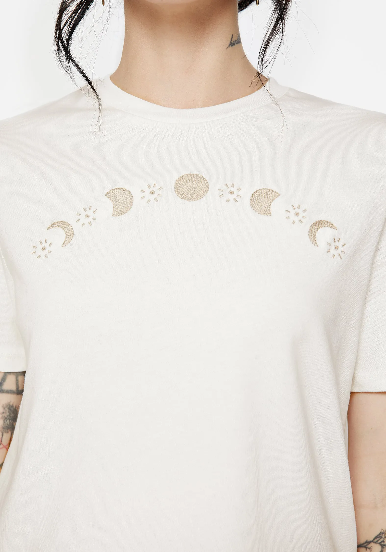 Griffinfly Cotton Embroidered Jersey Cropped T-Shirt NonToxicCoating