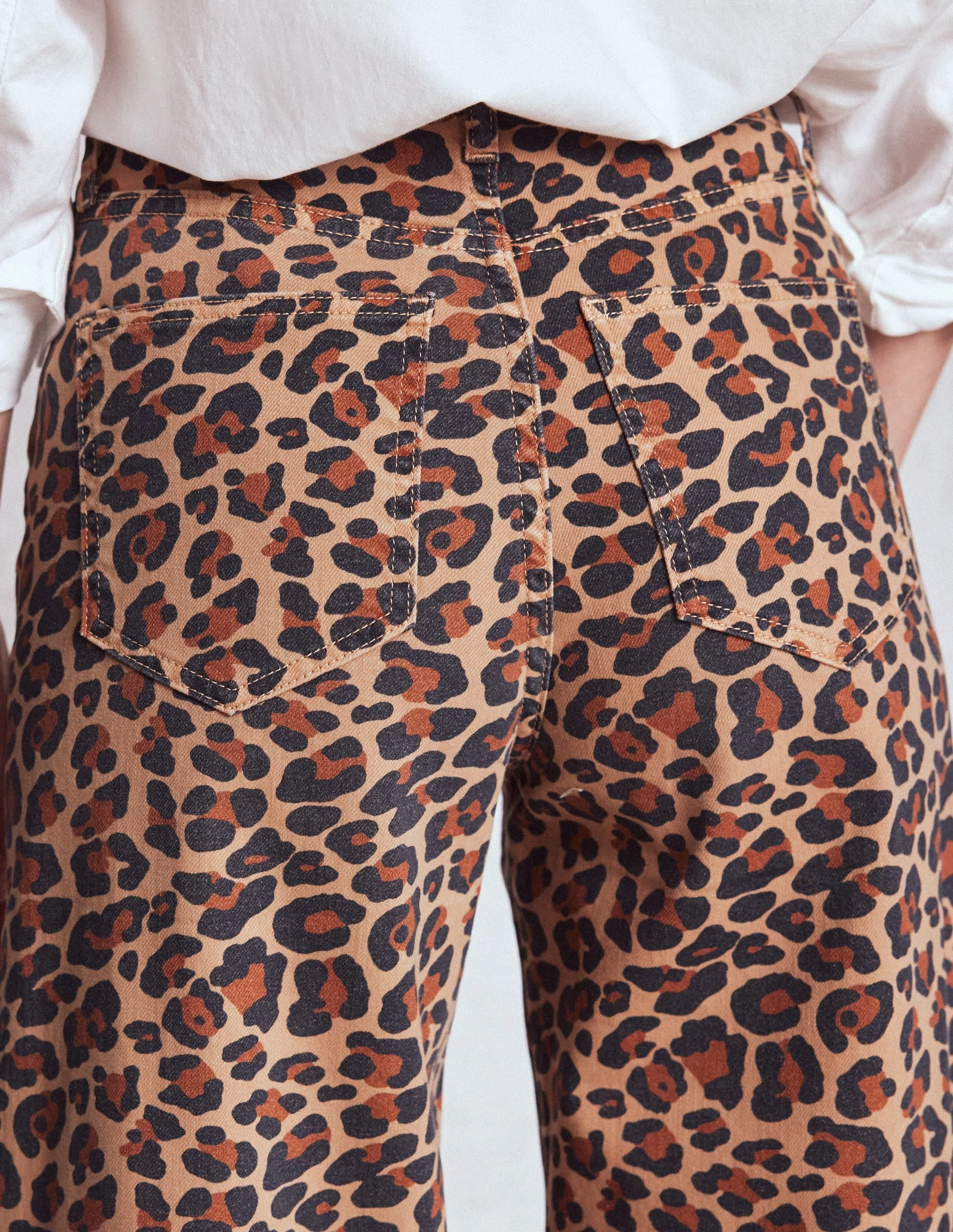 Stay Cool High Rise Wide Leg Jeans-Leopard Print