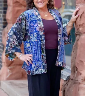 Comfy Design Winter Fashion Carwin Burnout Kimono In Blue-Purple
