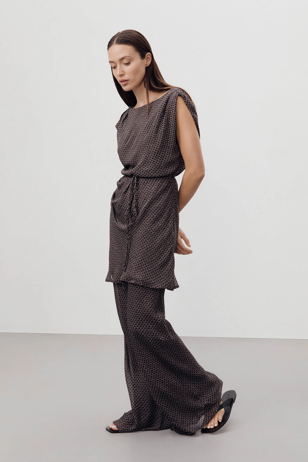 Light Fabric TIA CHOC MICRO CHECK BIAS PANT