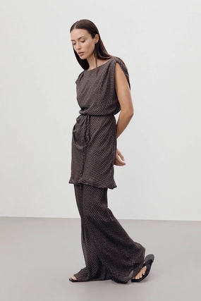 Light Fabric TIA CHOC MICRO CHECK BIAS PANT