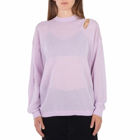 Classic Winter Knitted Look Tibi Dusty Lavendar Slit Detail Oversized Pullover
