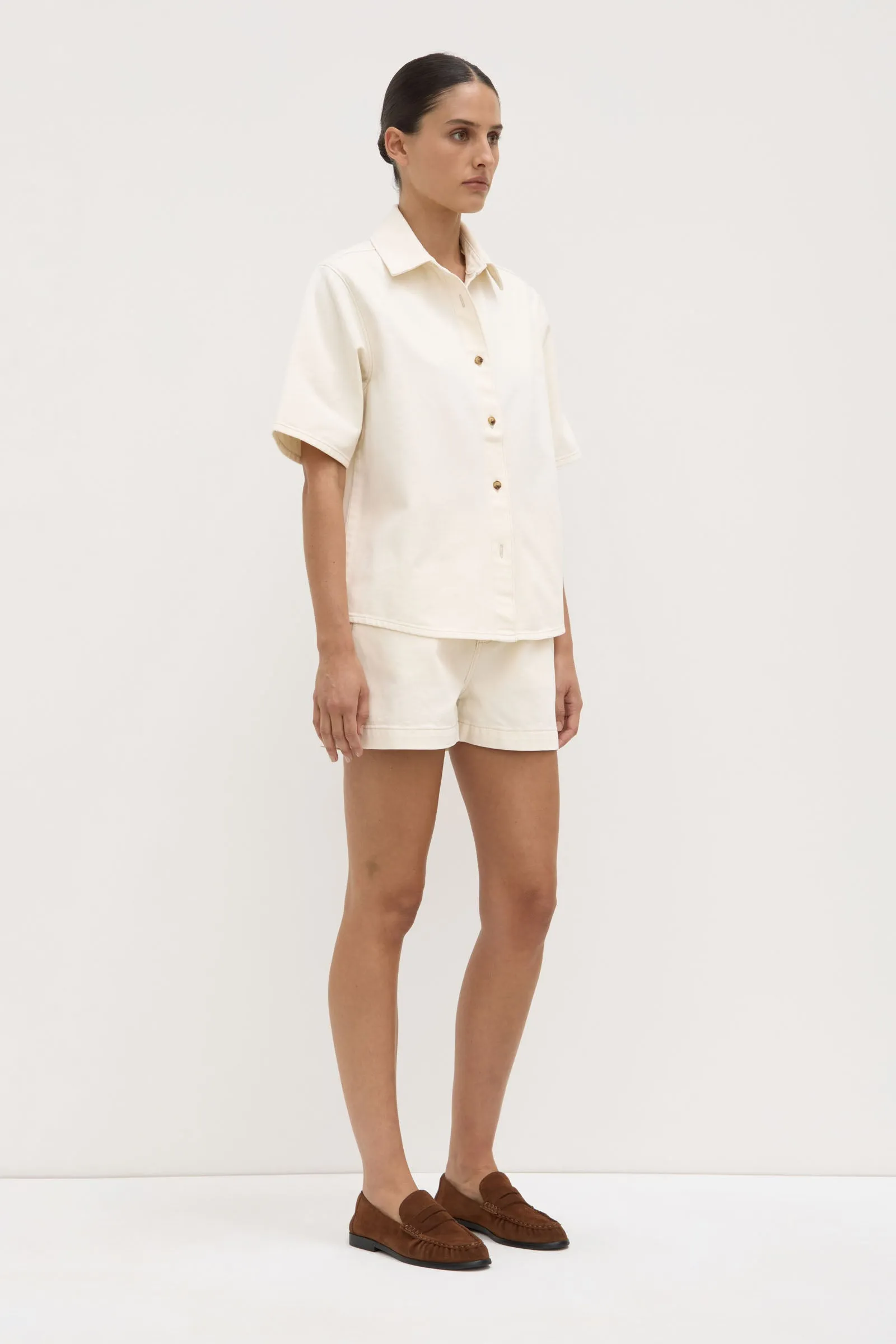 Street Style Boxy Denim Short Sleeve Shirt