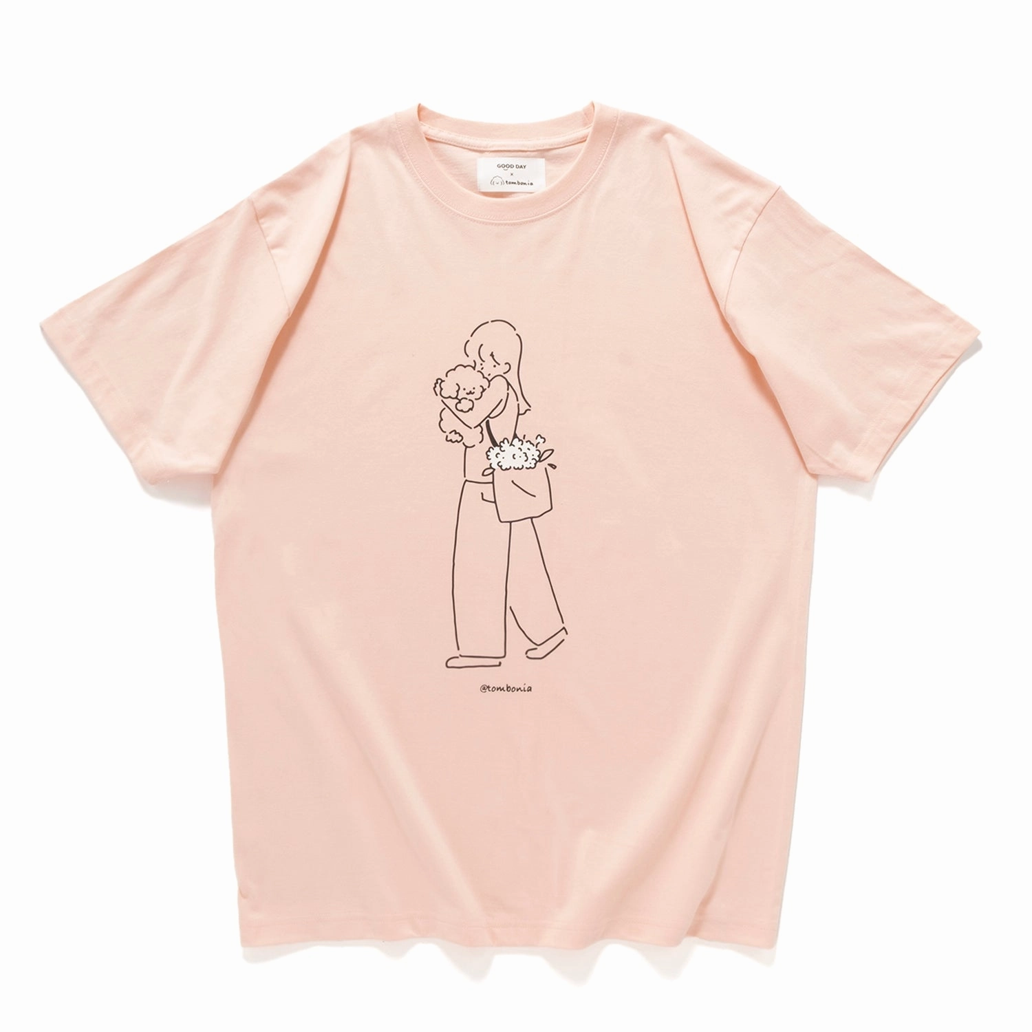 (EX593) Flowers Graphic Tee Light Style Trend Heathered Fabric