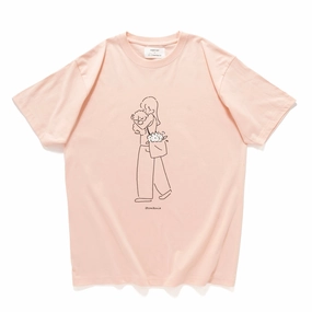 (EX593) Flowers Graphic Tee Double Stitched Seams Temperature Regulating Fabric