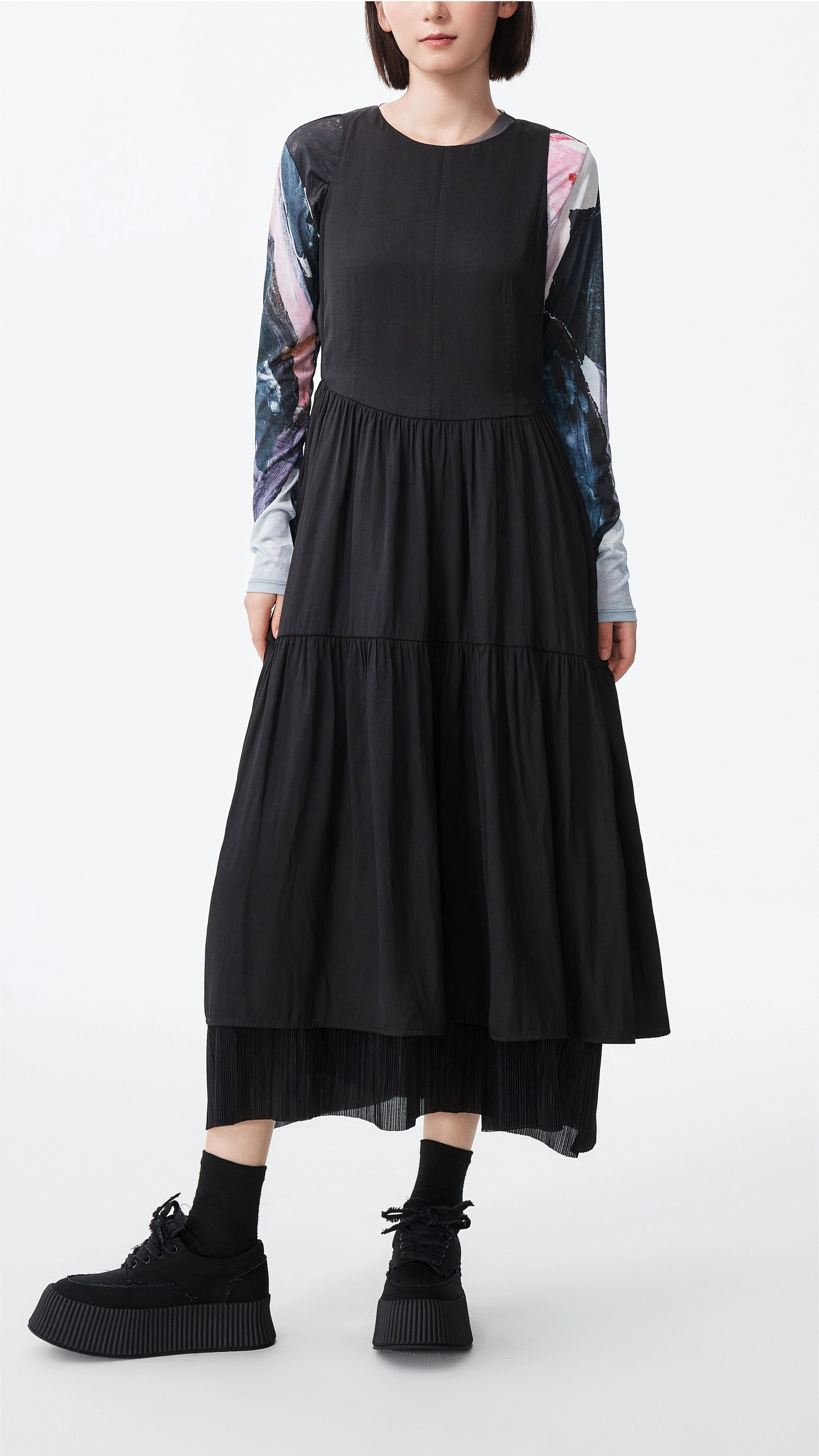 Silky Layer Tiered Midi Dress