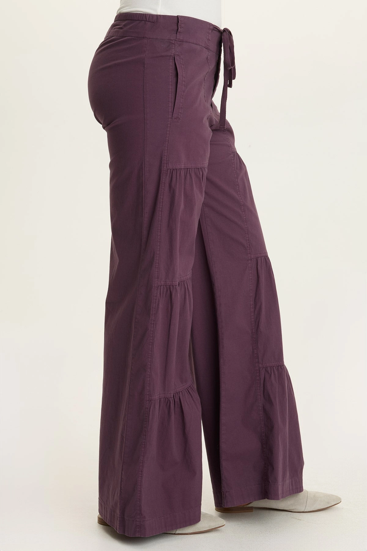 Walk Friendly No Ride Fit Tiered Wide Leg Pant