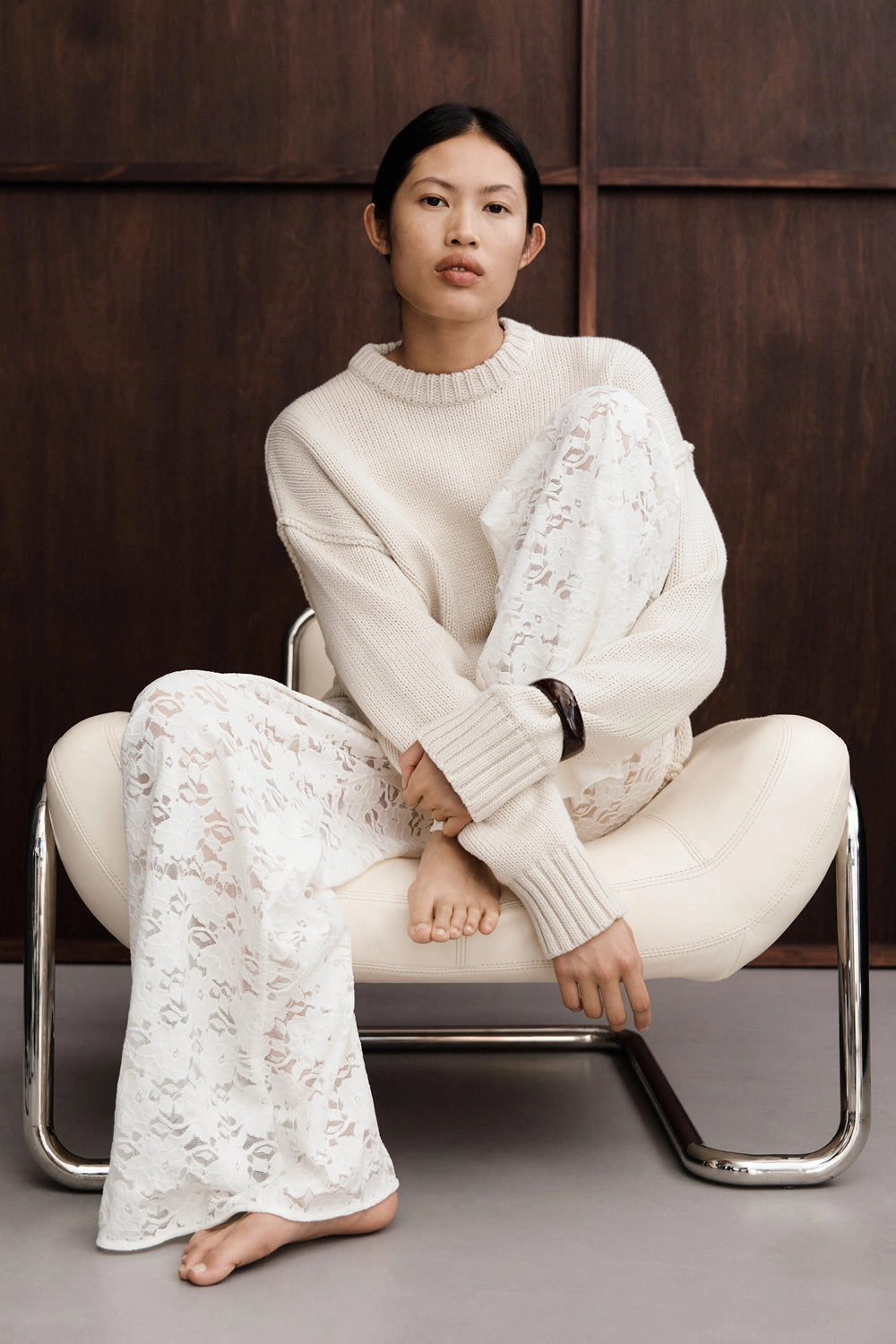LOULA WHITE LACE PANT Laser Cut Edges