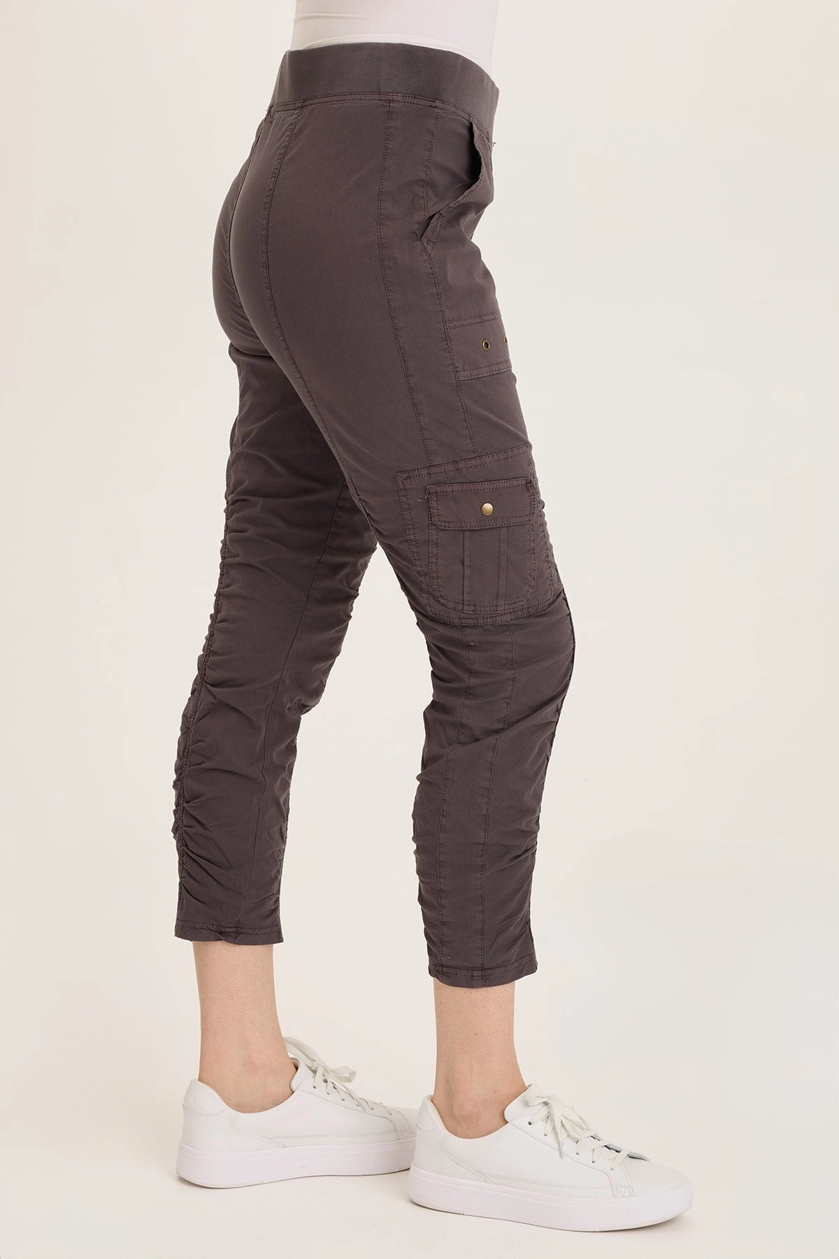Tilton Stretch Poplin Ruched Skinny Pant Weekend Trip Minimalist Style Hiking Trail Mesh Panel